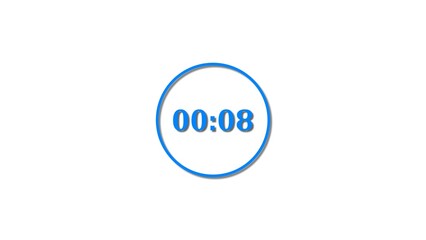 8 Seconds countdown Royal blue color 4k illustration. 8 seconds timer icon 4k illustration on white background.