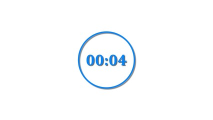 4 Seconds countdown Royal blue color 4k illustration. 4 seconds timer icon 4k illustration on white background.