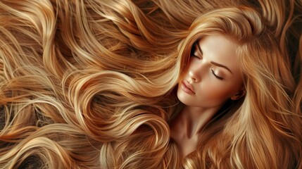 Naklejka premium Girl with healthy shining blond hairs.