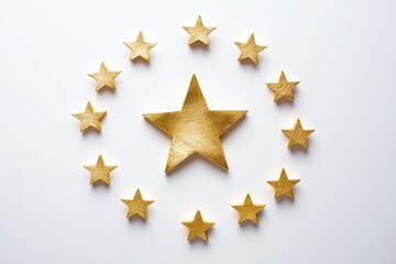Obraz premium Glittering Gold Star Border on Crisp White Canvas with Ample Copy Space for Festive Greetings