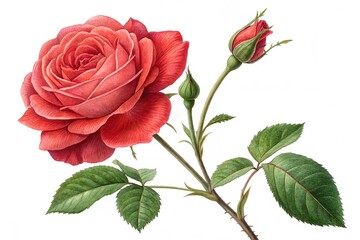 Rose flower png isolated on white background 