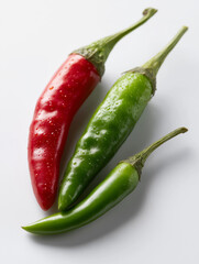 Fresh Red and Green Chili Peppers on White Background &ndash; AI Generated Image