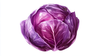 Obraz premium A single ripe cabbage shown isolated against a white background