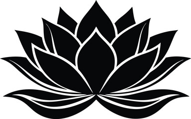 Fototapeta premium Black and white stylized lotus flower design elegant floral symbol