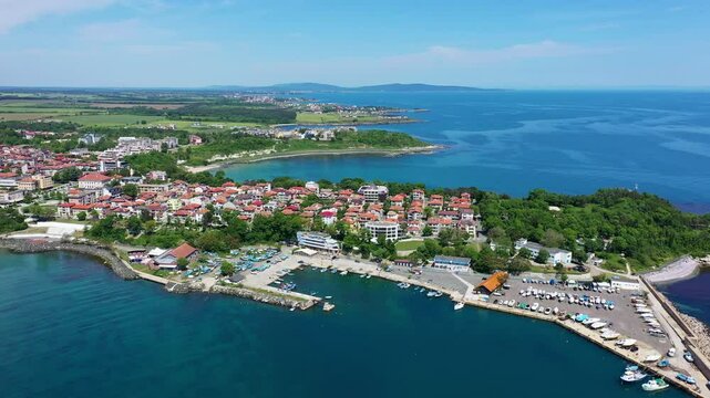 Aerial view to a sea town Tsarevo, Burgas, Bulgaria