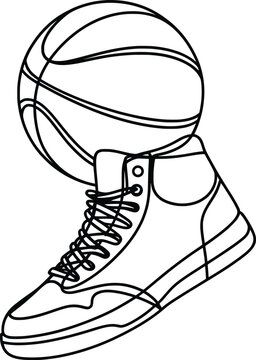 basketball shoe balancing ball black outline clip art preview