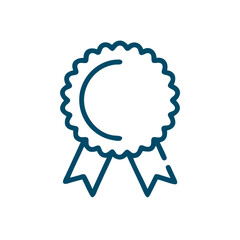 Award Rosette with Ribbons Icon: Representing Achievement, Recognition, and Quality; Symbol of Honor and Merit


