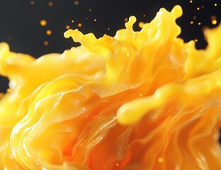 A vibrant close-up of a dynamic orange liquid splash