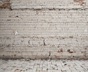 Cracked white brick wall, showing age & wear, grungy backdrop ,  wall texture,  chipped,  weathered