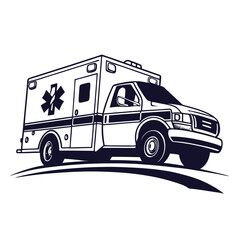 Naklejka premium silhouette ambulance on white background