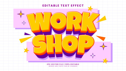 Work shop 3d editable text effect template