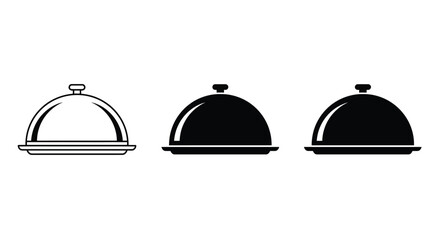 Restaurant Tray icons in outline and stroke versions