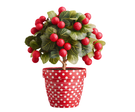 Potted Christmas Plant with Red Berries