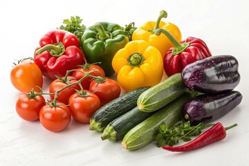 Vibrant Vegetable Harvest A Colorful Collection of Fresh Produce on white background