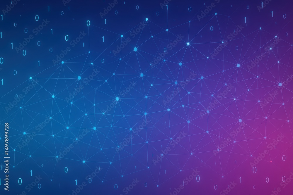 Poster Abstract Digital Network with Binary Code on a Gradient Background