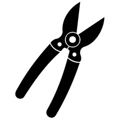 Clean Black Vector of Garden Shears Silhouette Isolated on Background