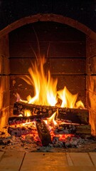 Obraz premium Soft Crackling Fire in Hearth Creating Warm Peaceful Ambiance