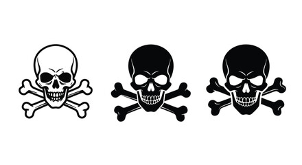 Set of Skull with Crossbones vector icons.