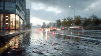Fototapeta premium a city street on a rainy night