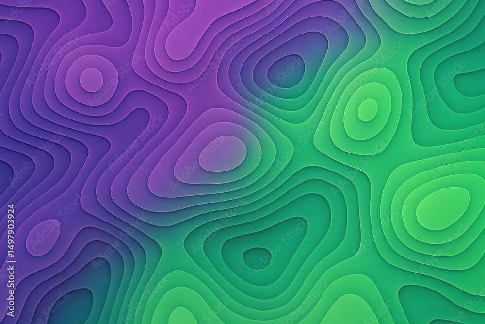 Poster abstract gradient contour design with purple and green waves