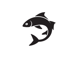 Salmon trout fish vector black silhouette illustration on a white background
