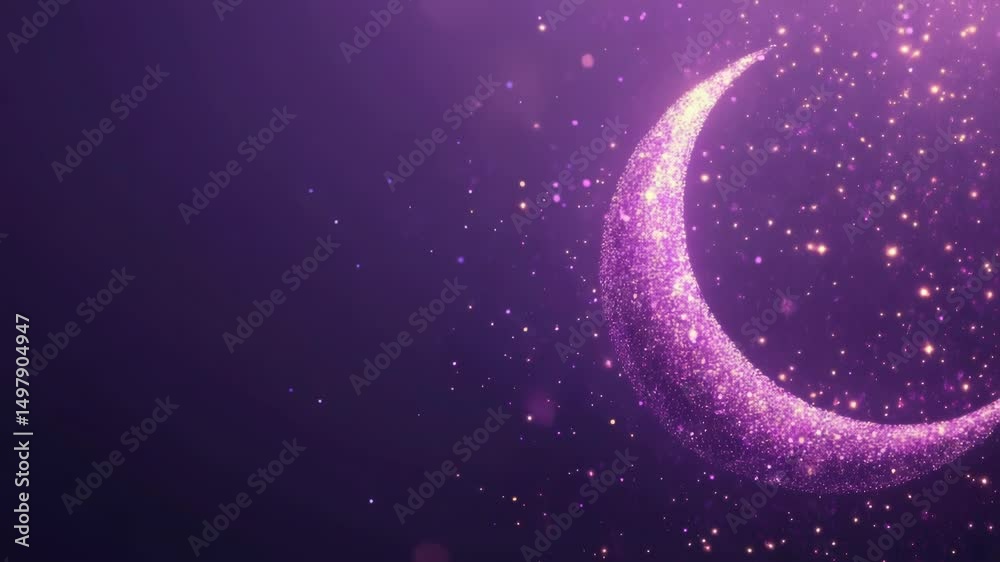 Poster A simple and elegant design featuring a half moon set against a deep purple background