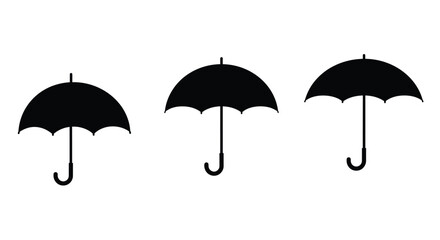 Umbrella vector icons isolated on transparent background. Parasol simple black symbols