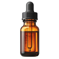 Obraz premium Amber bottle with dropper containing liquid product in a studio shot on transparent background