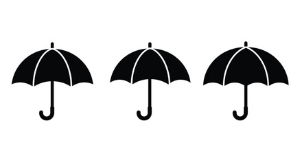 set of umbrella silhouette. Black and white icon. vector eps 10