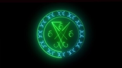 Glowing vertical neon number of the beast with sigil and luc royalty black background animation

 - Powered by Adobe