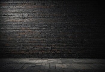 Black grunge brick wall, deep shadows, textured mortar , background, old, grimy