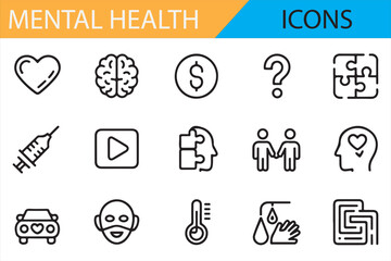 Mental Health and Wellness Icons Collection