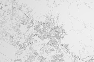 Fototapeta premium Map of the streets of Karaj (Iran) on white background. 3d render, illustration
