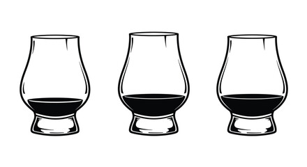 Glencairn Whisky Glass icon set. Whiskey Glass logo vector. Whiskey Glass Vector Icon. 