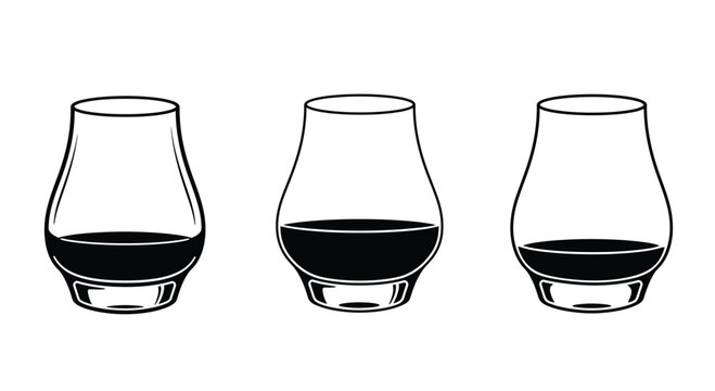 Glencairn Whisky Glass icon set. Whiskey Glass logo vector. Whiskey Glass Vector Icon. 