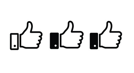 Thumbs up icon set. Thumb up line icons. Vector illustration