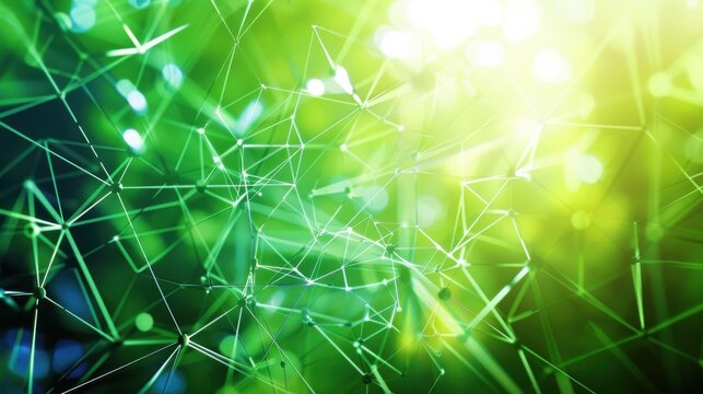 Abstract Geometric Network with Green and Yellow Light Effects