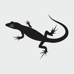 Side View Cicak Silhouette — Flat 2D Minimalist Vector