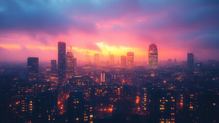 Fototapeta premium sunset over city