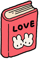 러브 책 속 토끼 캐릭터 일러스트 스티커