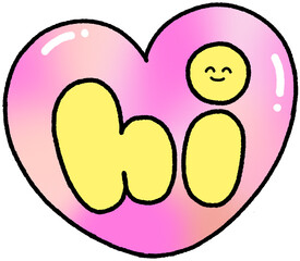 하트 속 hi 인사 텍스트 일러스트 스티커