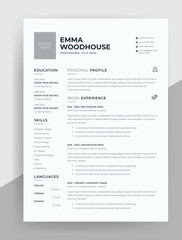 Minimal ATS-Friendly Resume Template – Corporate, Freelance, Journalist CV Design in Vector	