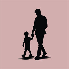 Father and son vector art illustration