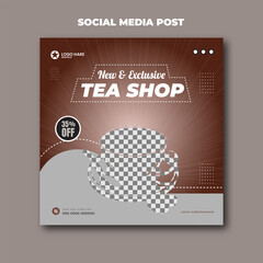 Exclusive tea shop and packaging social media post design template