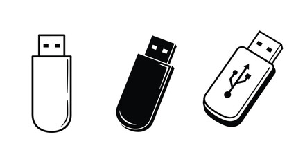Usb icon set. Flash disk icon, vector illustration