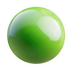 A single shiny green sphere with a glossy finish isolated against a stark black background space around it on transparent background