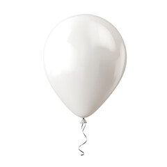 A single white balloon with a string attached floating against a solid black background in a simple studio shot on transparent background