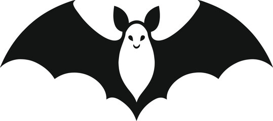 Bat Silhouette for Halloween Projects, Simple Black Bat Illustration