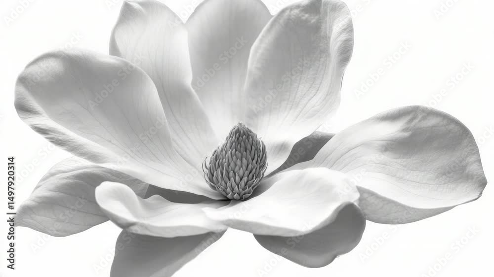 Poster a close-up shot of a single flower in grayscale