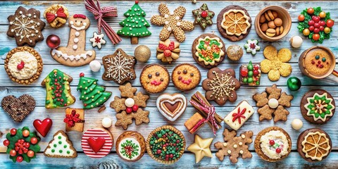 Festive Holiday Delights A Collection of Homemade Gingerbread Cookies Decorated with Sprinkles, Icing, and Festive Designs